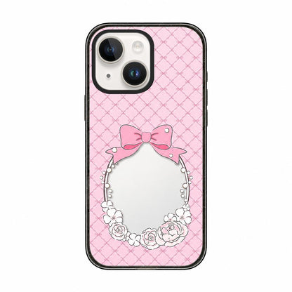 For iPhone 15 Cream Cake Pattern Acrylic TPU Phone Case - Pearl Bow Flower - EDA009701412D