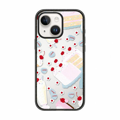 For iPhone 14 Cream Cake Pattern Acrylic TPU Phone Case - Cherry Cake - EDA009701414B