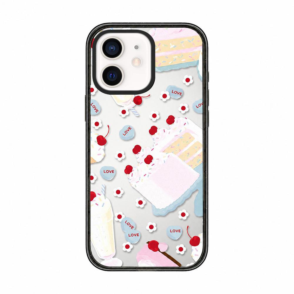 For iPhone 12 Cream Cake Pattern Acrylic TPU Phone Case - Cherry Cake - EDA009701420B