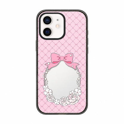 For iPhone 12 Cream Cake Pattern Acrylic TPU Phone Case - Pearl Bow Flower - EDA009701420D