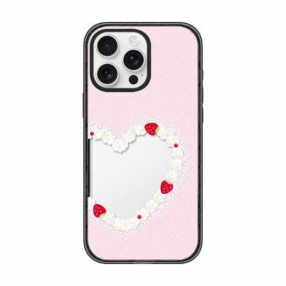 For iPhone 12 Pro Cream Cake Pattern Acrylic TPU Phone Case - Strawberry Cream Heart - EDA009701422C