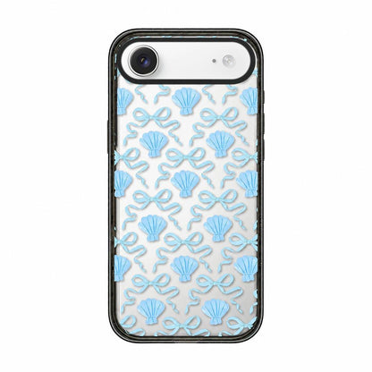For iPhone Air Seashell Bow Transparent Acrylic TPU Phone Case - Light Blue Seashell Bow - EDA009702104A