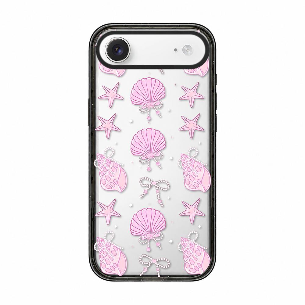 For iPhone Air Seashell Bow Transparent Acrylic TPU Phone Case - Pearl Powder Seashell Starfish - EDA009702104B