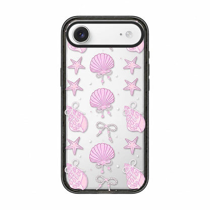For iPhone Air Seashell Bow Transparent Acrylic TPU Phone Case - Pearl Powder Seashell Starfish - EDA009702104B