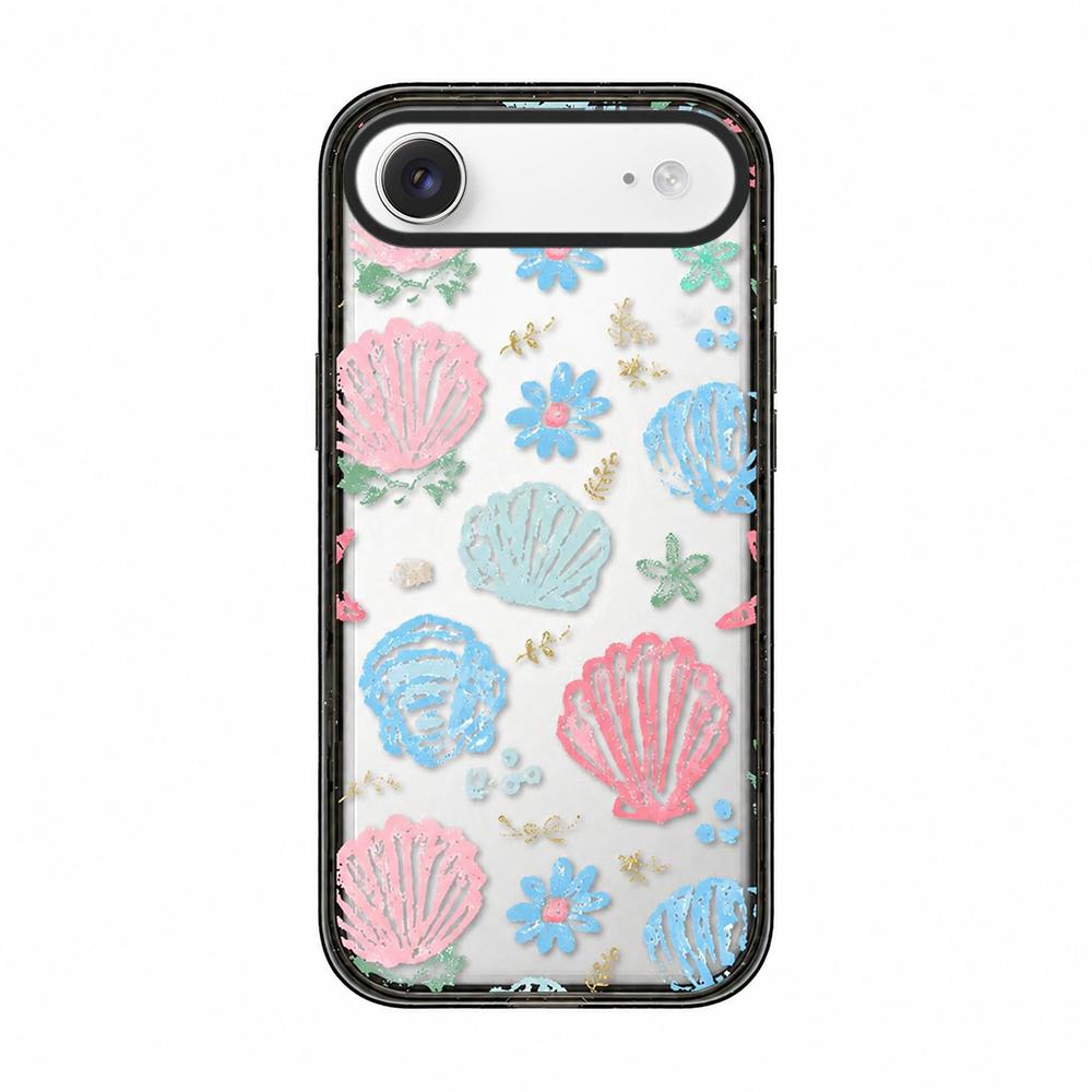 For iPhone Air Seashell Bow Transparent Acrylic TPU Phone Case - Macaron Graffiti Seashell - EDA009702104D