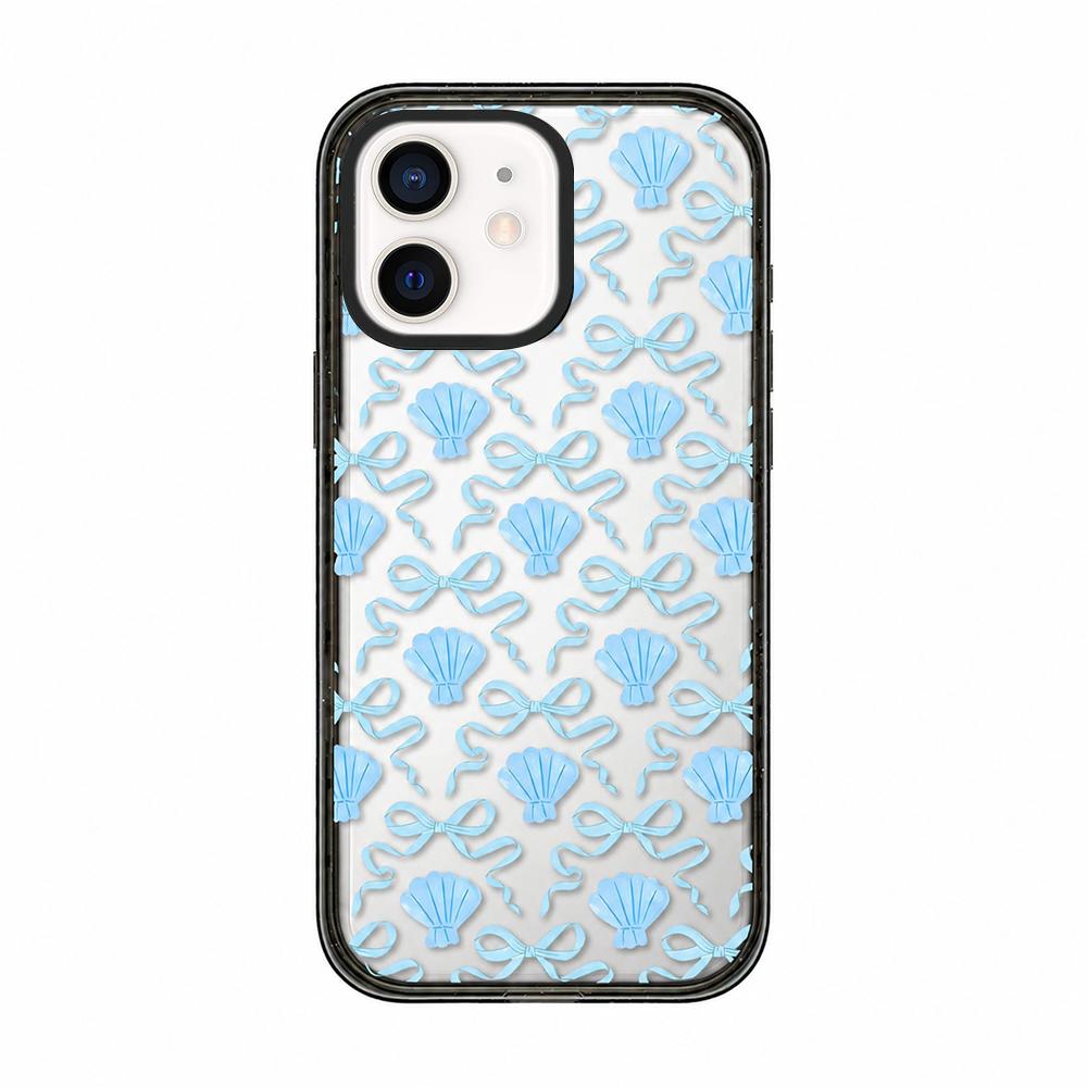 For iPhone 11 Seashell Bow Transparent Acrylic TPU Phone Case - Light Blue Seashell Bow - EDA009702123A