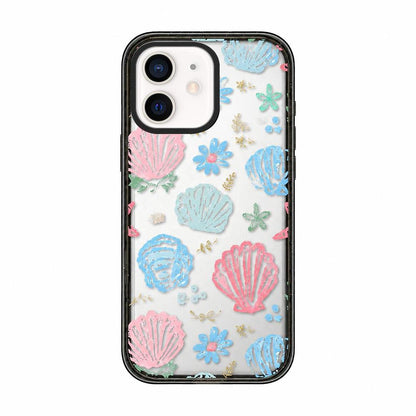 For iPhone 11 Seashell Bow Transparent Acrylic TPU Phone Case - Macaron Graffiti Seashell - EDA009702123D