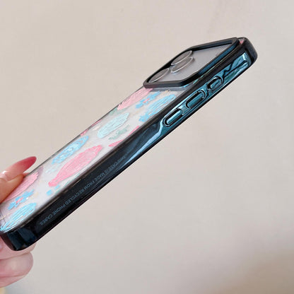 For iPhone 12 Pro Seashell Bow Transparent Acrylic TPU Phone Case - Macaron Graffiti Seashell - EDA009702122D