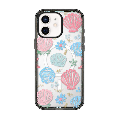 For iPhone 11 Seashell Bow Transparent Magnetic Acrylic TPU Phone Case - Macaron Graffiti Seashell - EDA009702323D