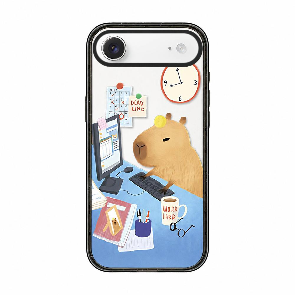 For iPhone Air Cute Capybara Cartoon Print Acrylic TPU Phone Case - Office Capybara - EDA009702704B