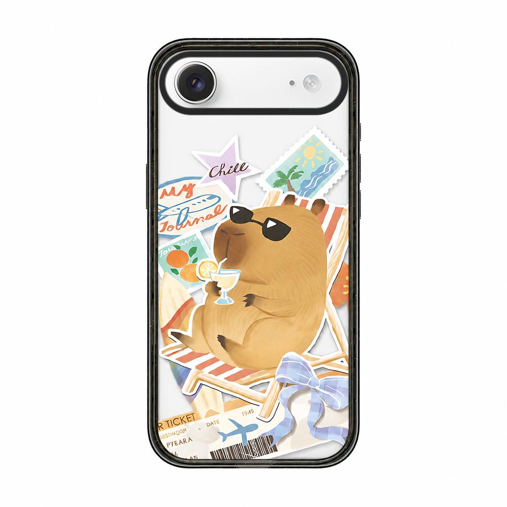 For iPhone Air Cute Capybara Cartoon Print Acrylic TPU Phone Case - Beach Vacation Capybara - EDA009702704E
