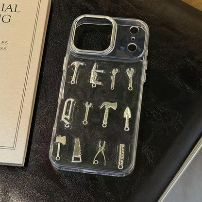 For iPhone 17 Pro Max 3D Metal Tools Acrylic Phone Case - Transparent - EDA009703301A