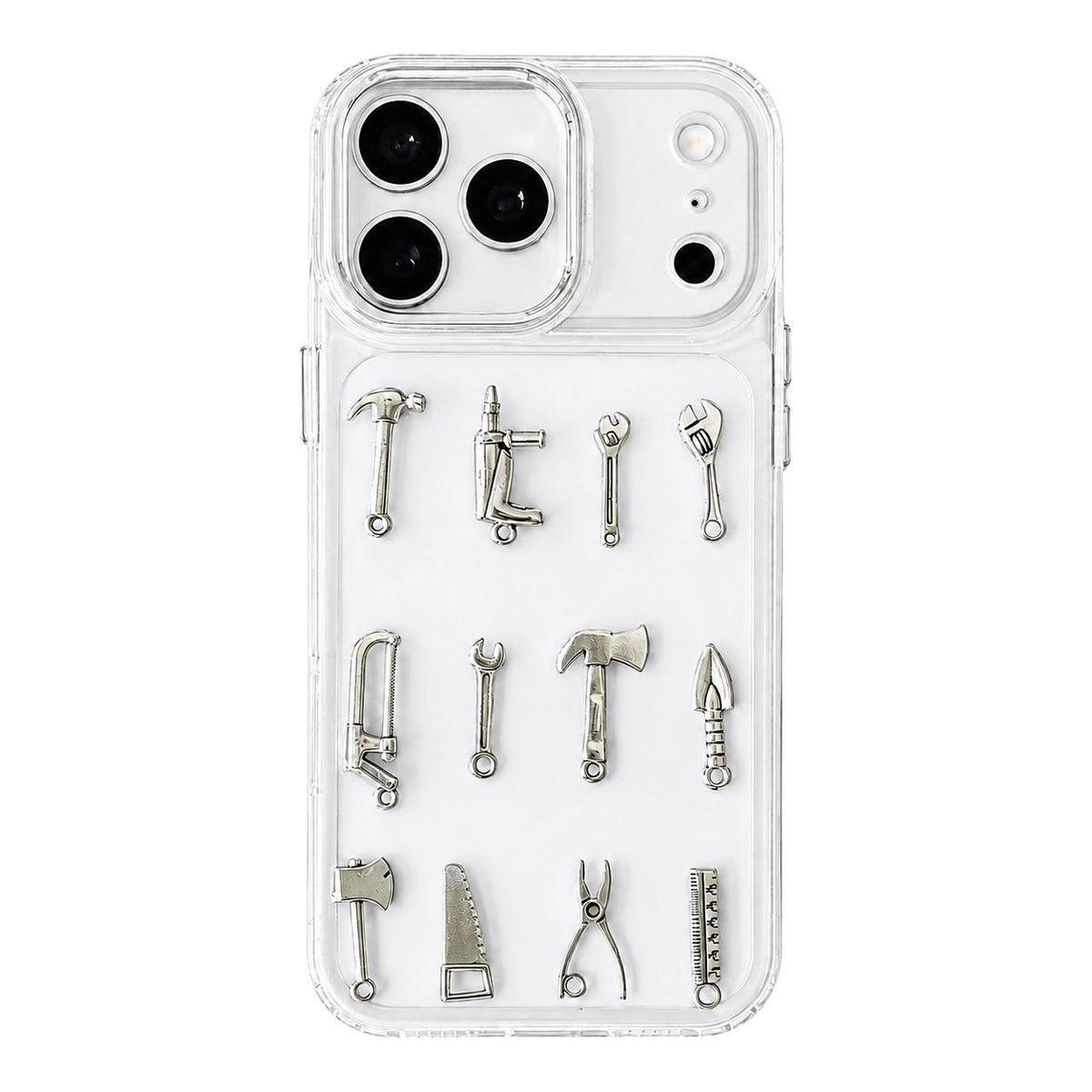 For iPhone 17 Pro 3D Metal Tools Acrylic Phone Case - Transparent - EDA009703302A