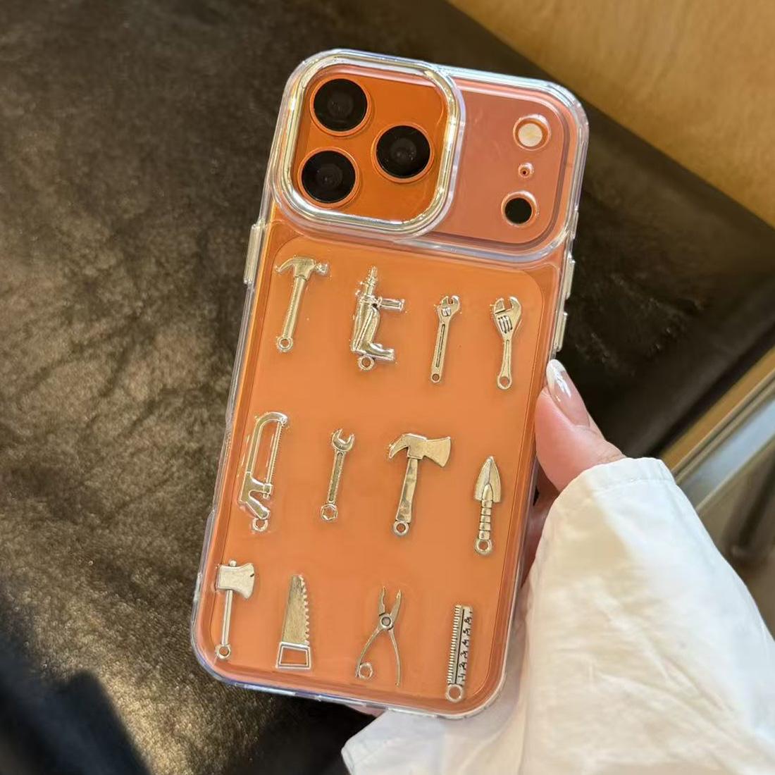 For iPhone 17 Pro 3D Metal Tools Acrylic Phone Case - Transparent - EDA009703302A