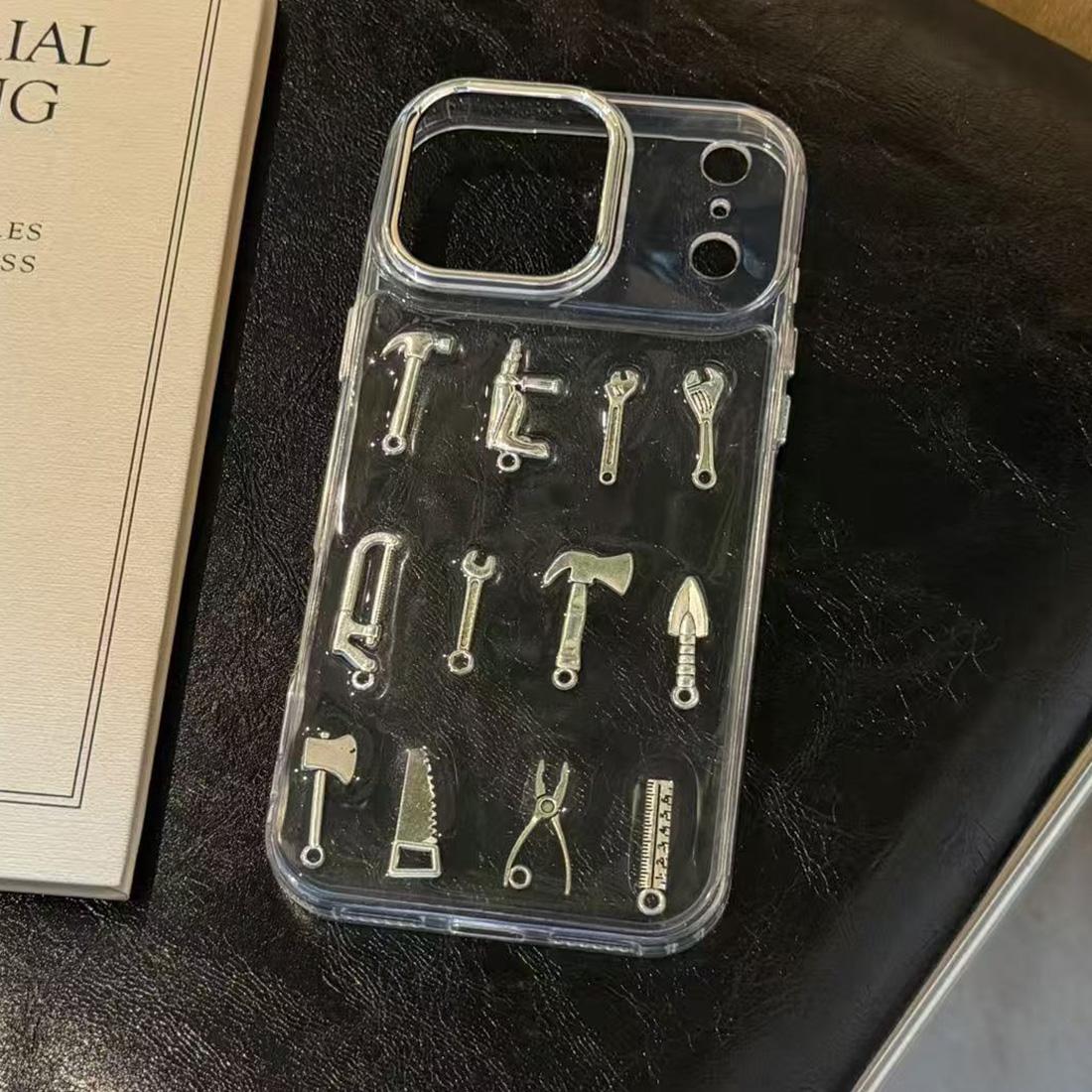 For iPhone 17 Pro 3D Metal Tools Acrylic Phone Case - Transparent - EDA009703302A