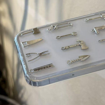 For iPhone 17 Pro 3D Metal Tools Acrylic Phone Case - Transparent - EDA009703302A