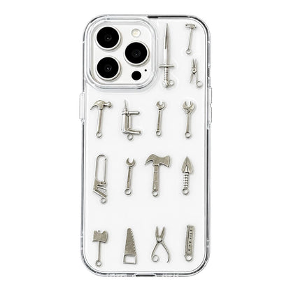 For iPhone 15 Pro 3D Metal Tools Acrylic Phone Case - Transparent - EDA009703310A