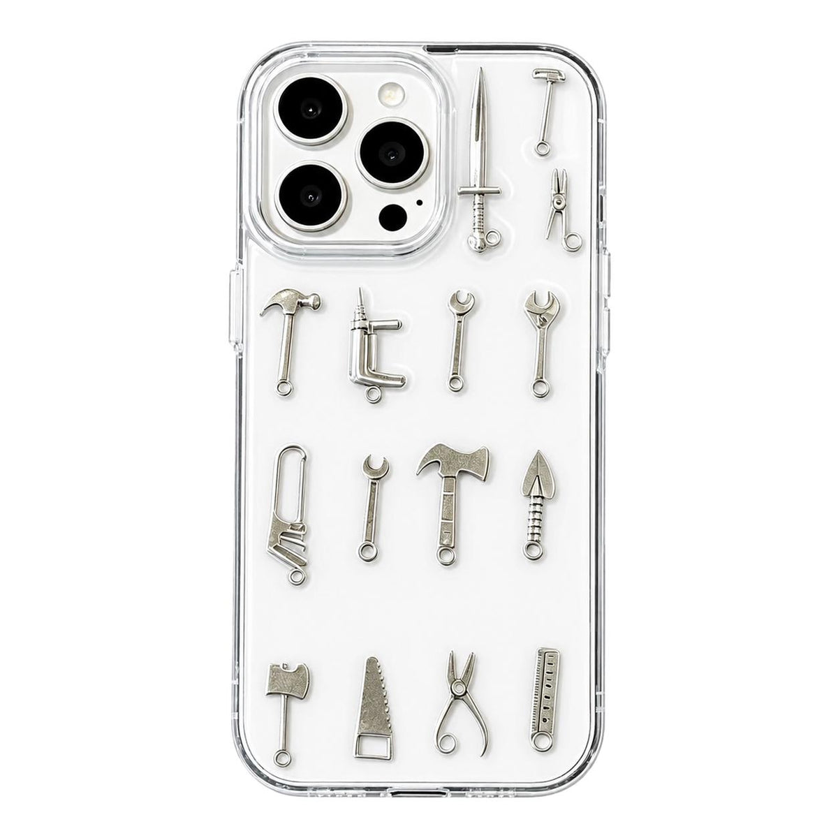 For iPhone 13 Pro 3D Metal Tools Acrylic Phone Case - Transparent - EDA009703318A