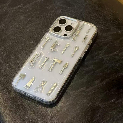 For iPhone 13 Pro 3D Metal Tools Acrylic Phone Case - Transparent - EDA009703318A