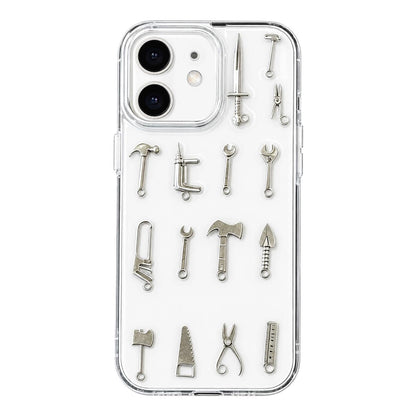 For iPhone 12 3D Metal Tools Acrylic Phone Case - Transparent - EDA009703320A