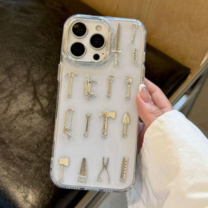 For iPhone 12 Pro 3D Metal Tools Acrylic Phone Case - Transparent - EDA009703322A