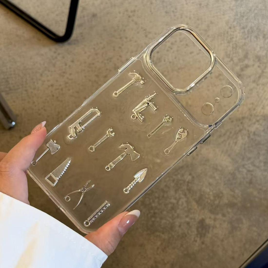 For iPhone 12 Pro 3D Metal Tools Acrylic Phone Case - Transparent - EDA009703322A