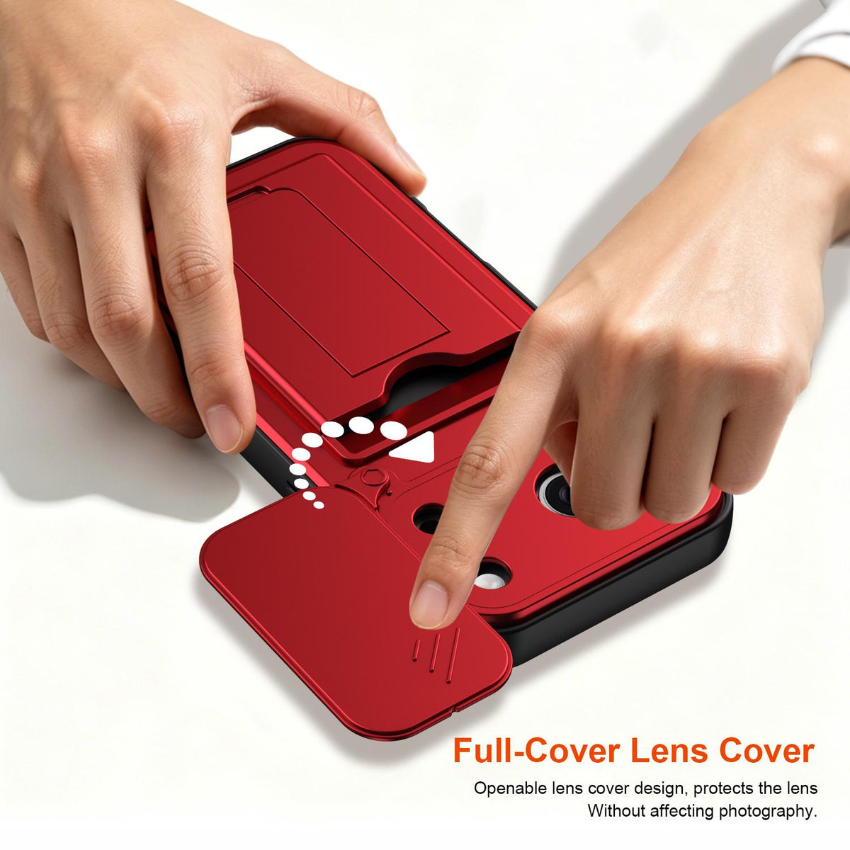 For iPhone 17 Pro Card Holder Series Sliding Lens Cover PC Hybrid TPU Phone Case - Orange - EDA009704002C