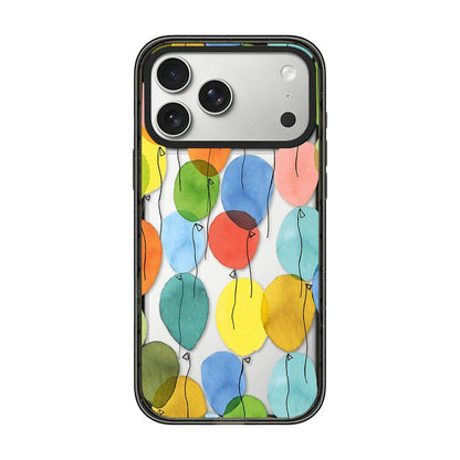 For iPhone 17 Pro Colorful Balloon Pattern Transparent Acrylic TPU Phone Case - Watercolor Rainbow Balloons - EDA009704702A