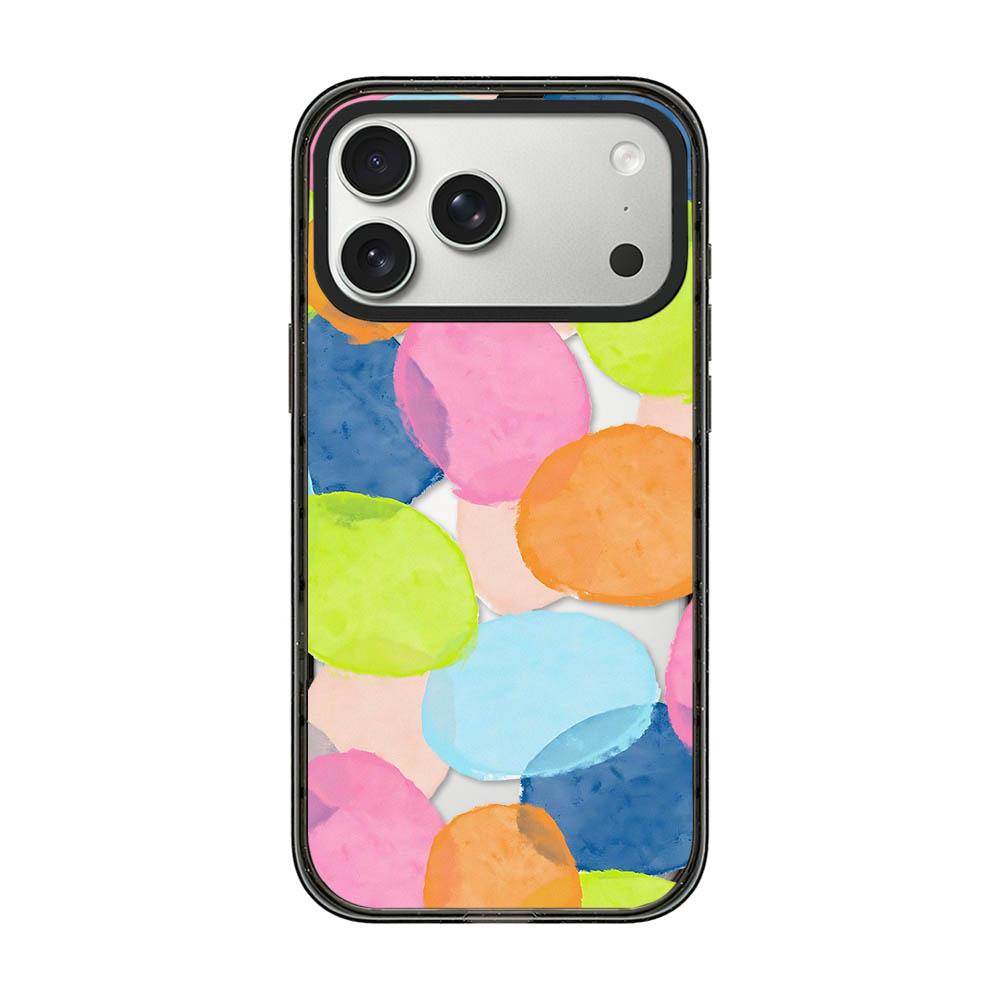 For iPhone 17 Pro Colorful Balloon Pattern Transparent Acrylic TPU Phone Case - Macaron Watercolor Dots - EDA009704702B