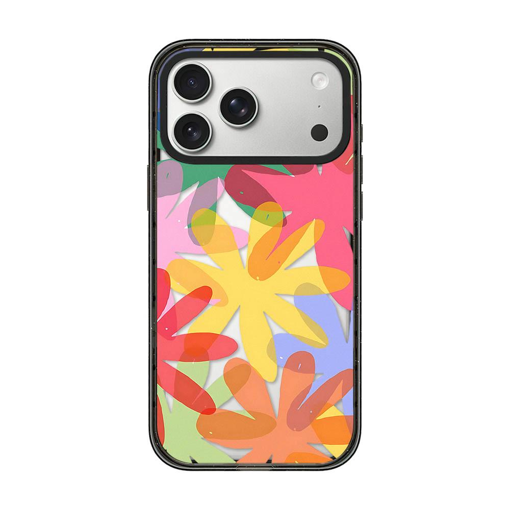 For iPhone 17 Pro Colorful Balloon Pattern Transparent Acrylic TPU Phone Case - Layered Colorful Flowers - EDA009704702C