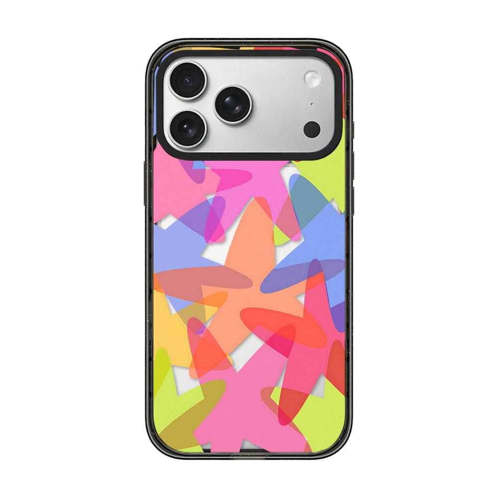 For iPhone 17 Pro Colorful Balloon Pattern Transparent Acrylic TPU Phone Case - Gradient Rainbow Starfish - EDA009704702D