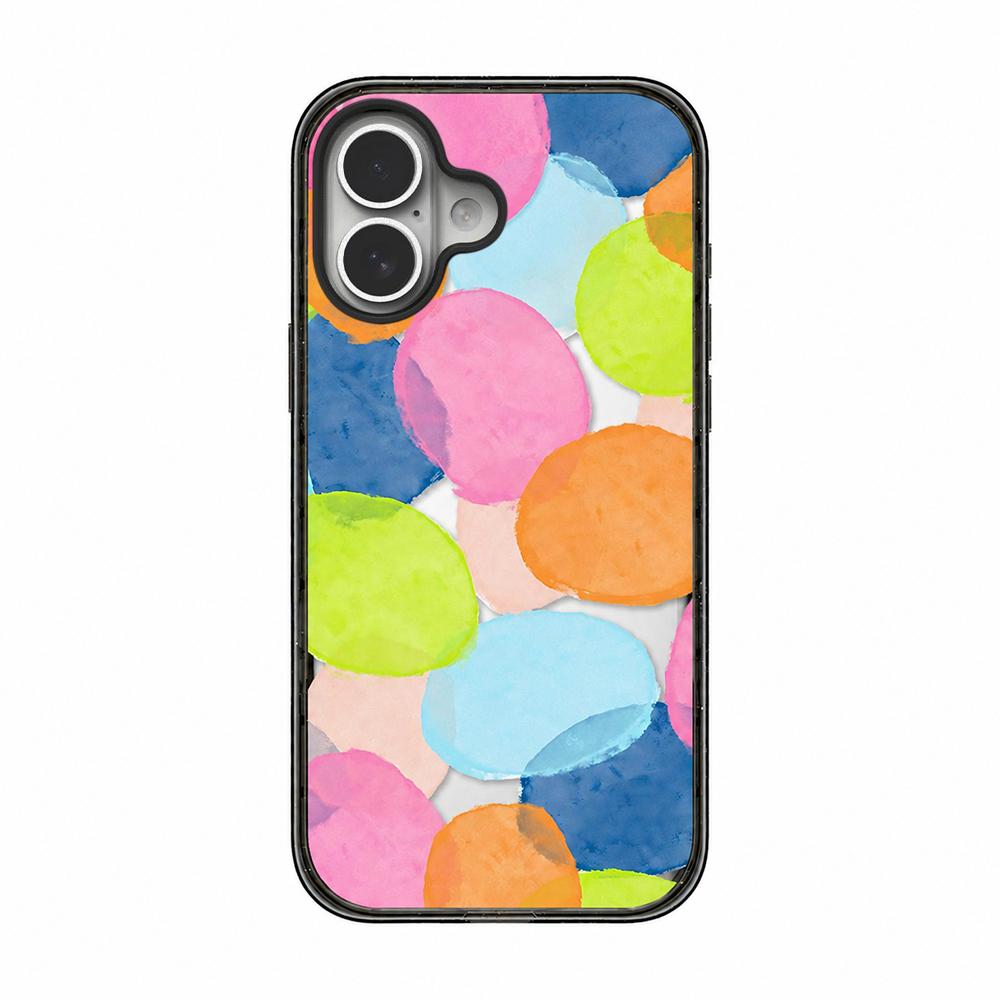 For iPhone 17 Colorful Balloon Pattern Transparent Acrylic TPU Phone Case - Macaron Watercolor Dots - EDA009704703B