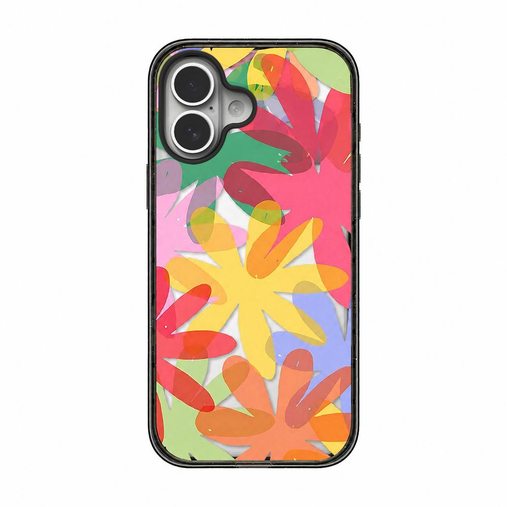 For iPhone 17 Colorful Balloon Pattern Transparent Acrylic TPU Phone Case - Layered Colorful Flowers - EDA009704703C