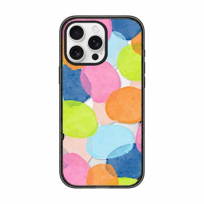 For iPhone 16 Pro Colorful Balloon Pattern Transparent Acrylic TPU Phone Case - Macaron Watercolor Dots - EDA009704706B