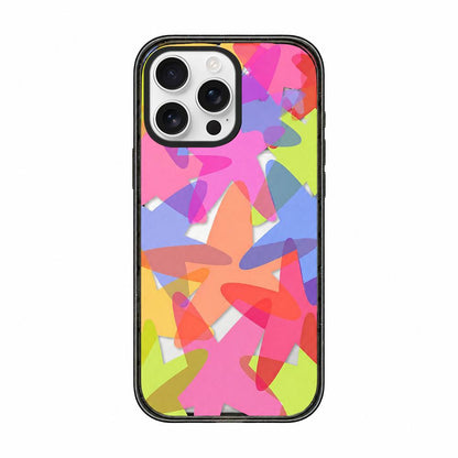 For iPhone 16 Pro Colorful Balloon Pattern Transparent Acrylic TPU Phone Case - Gradient Rainbow Starfish - EDA009704706D