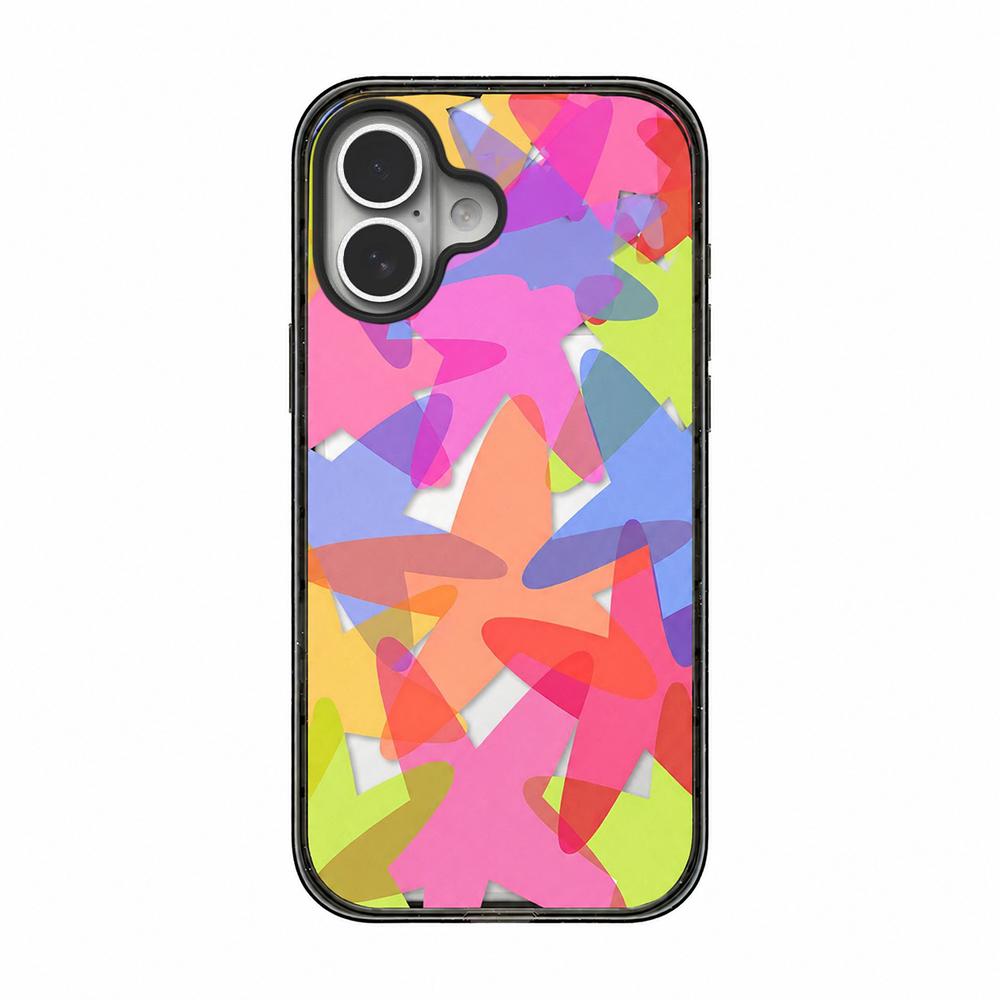 For iPhone 16 Plus Colorful Balloon Pattern Transparent Acrylic TPU Phone Case - Gradient Rainbow Starfish - EDA009704707D