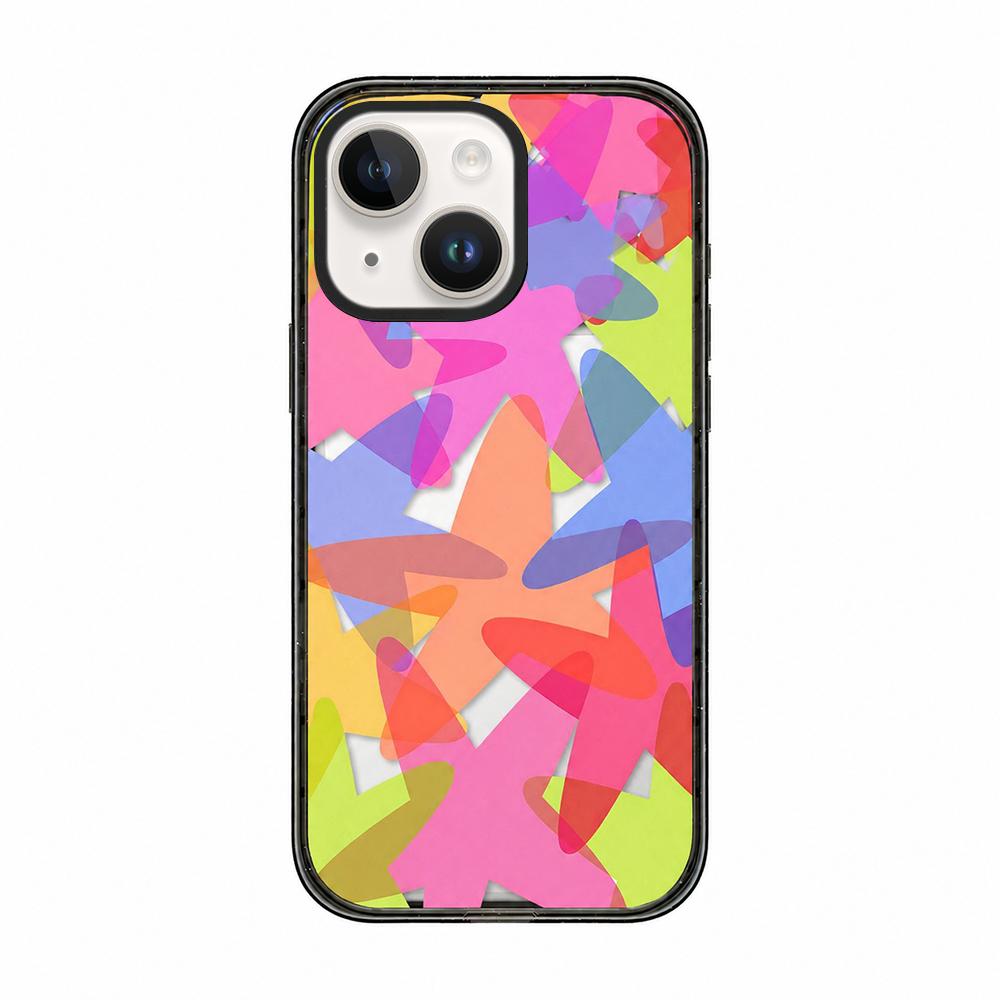 For iPhone 15 Plus Colorful Balloon Pattern Transparent Acrylic TPU Phone Case - Gradient Rainbow Starfish - EDA009704711D