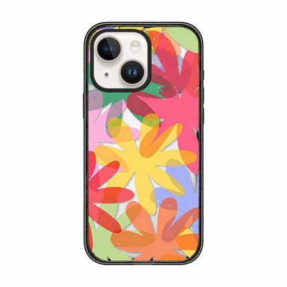 For iPhone 14 Plus Colorful Balloon Pattern Transparent Acrylic TPU Phone Case - Layered Colorful Flowers - EDA009704713C