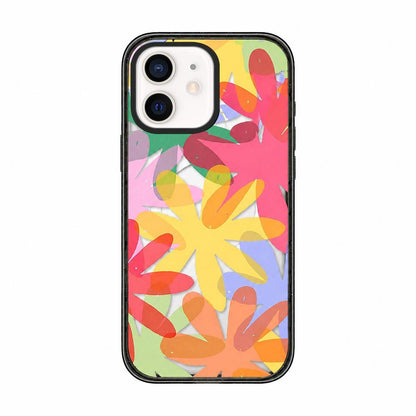 For iPhone 11 Colorful Balloon Pattern Transparent Magnetic Acrylic TPU Phone Case - Layered Colorful Flowers - EDA009704823C