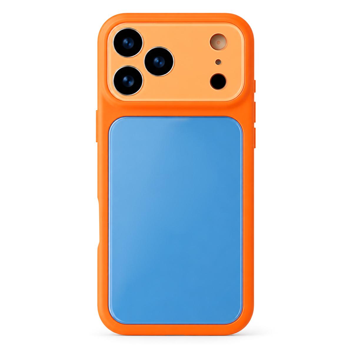 For iPhone 17 Pro Max Dopamine Color Large Window Acrylic PC Phone Case - Blue and Orange - EDA009705201D