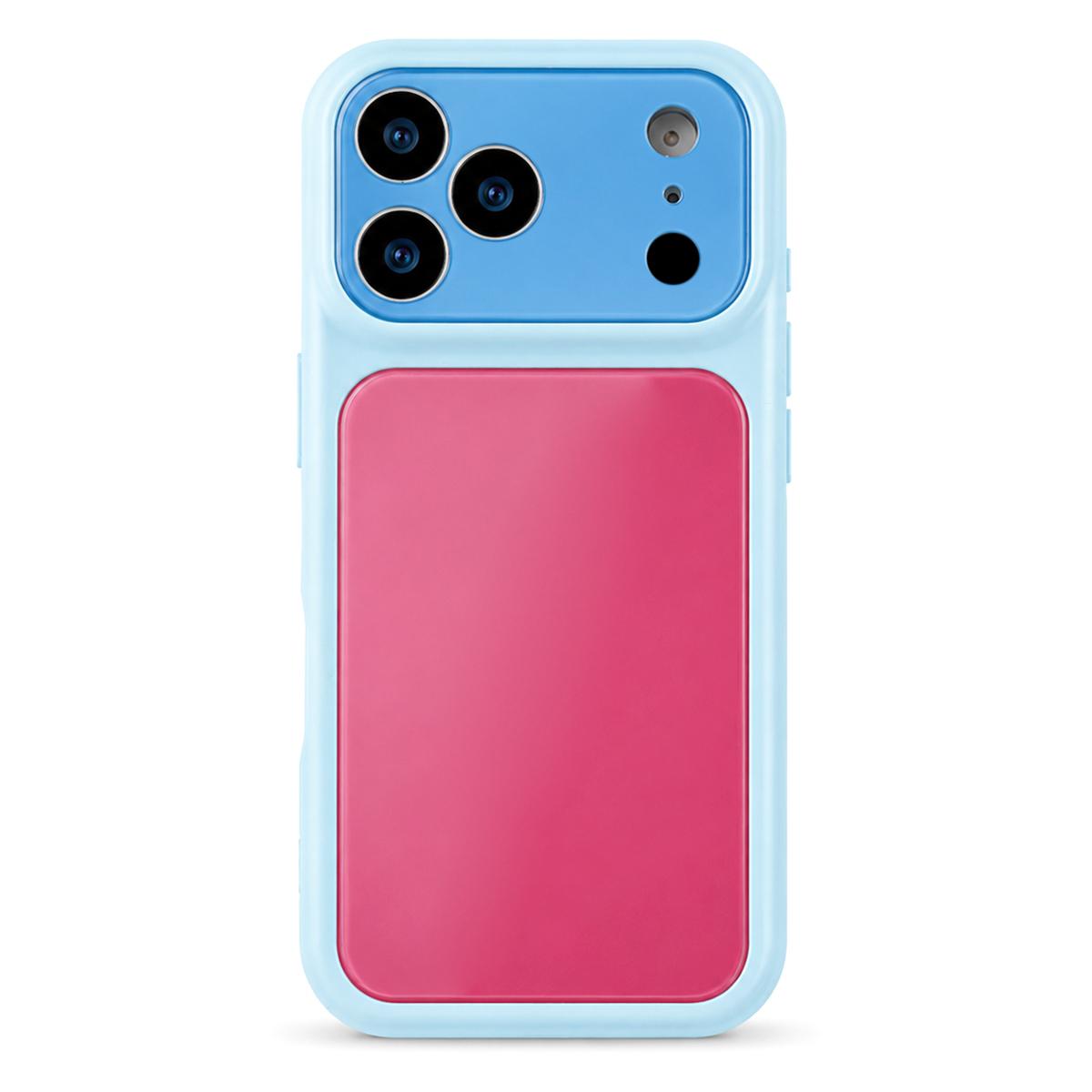 For iPhone 17 Pro Dopamine Color Large Window Acrylic PC Phone Case - Blue and Pink - EDA009705202E