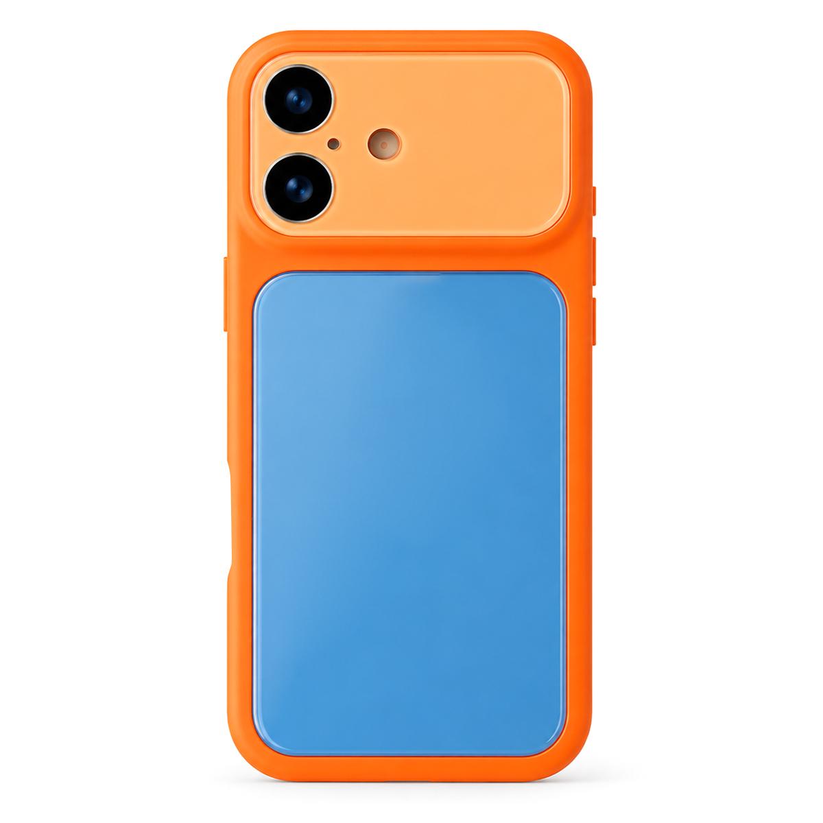 For iPhone 17 Dopamine Color Large Window Acrylic PC Phone Case - Blue and Orange - EDA009705203D