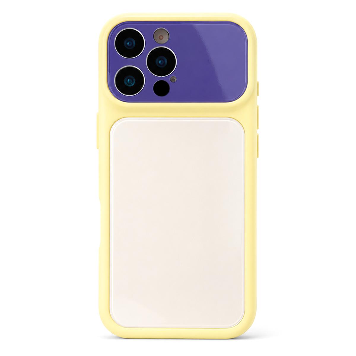 For iPhone 16 Pro Max Dopamine Color Large Window Acrylic PC Phone Case - Purple and White - EDA009705204B