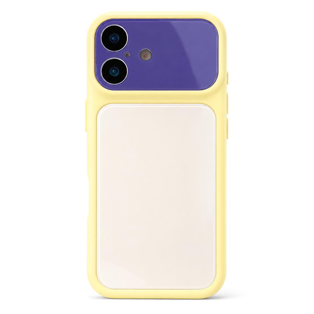 For iPhone 16 Dopamine Color Large Window Acrylic PC Phone Case - Purple and White - EDA009705206B