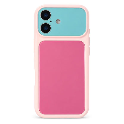 For iPhone 16 Dopamine Color Large Window Acrylic PC Phone Case - Cyan and Pink - EDA009705206C