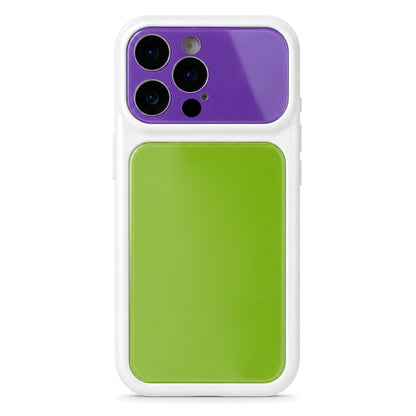 For iPhone 15 Pro Max Dopamine Color Large Window Acrylic PC Phone Case - Purple and Green - EDA009705207A