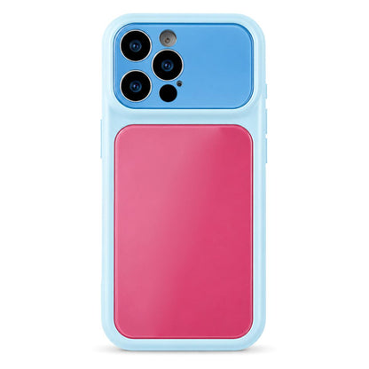 For iPhone 14 Pro Max Dopamine Color Large Window Acrylic PC Phone Case - Blue and Pink - EDA009705210E