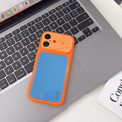 For iPhone 13 Pro Max Dopamine Color Large Window Acrylic PC Phone Case - Blue and Orange - EDA009705213D