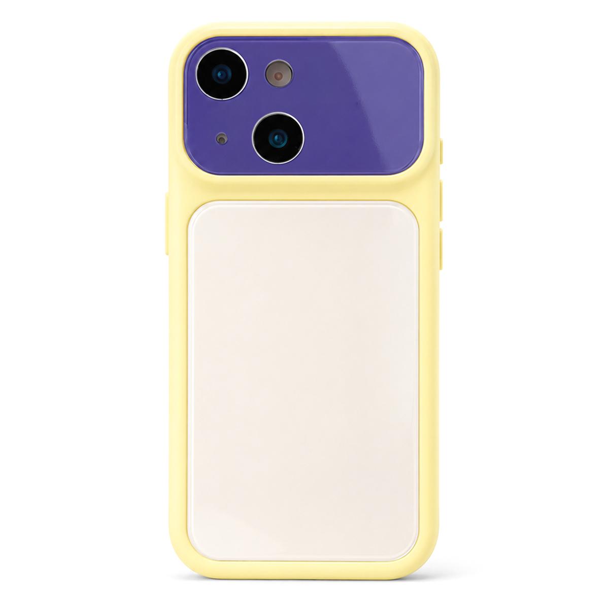 For iPhone 13 Dopamine Color Large Window Acrylic PC Phone Case - Purple and White - EDA009705215B