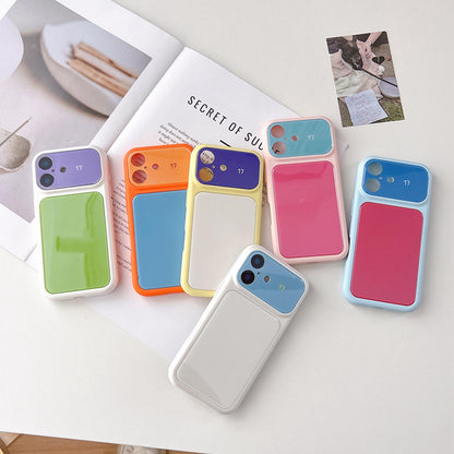 For iPhone 16 Pro Max Dopamine Color Large Window Acrylic PC Phone Case - Blue and Pink - EDA009705204E
